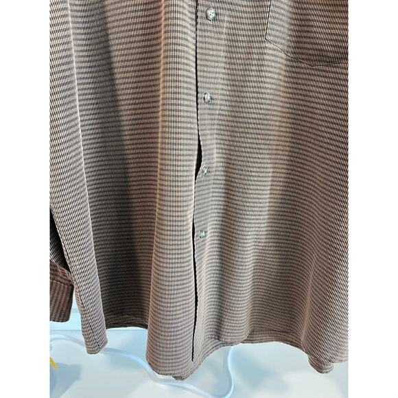 Vintage Natural Issue Long Sleeve Shirt Brown Micro Check Made in Korea Large - Picture 6 of 15